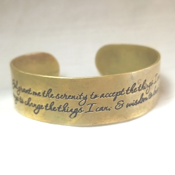 Jewelry - Vintage Brass Serenity Prayer Cuff Bracelet